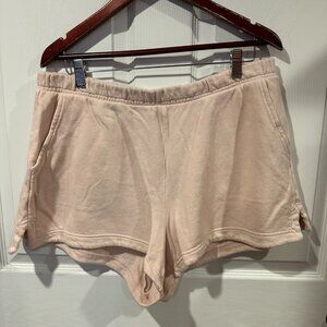Aerie Knit Lounge Sweat Shorts Pink Slash Pockets XL 316